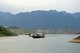 China: A boat leaving the Three Gorges Dam, Sandouping, near Yichang, Hubei Province
